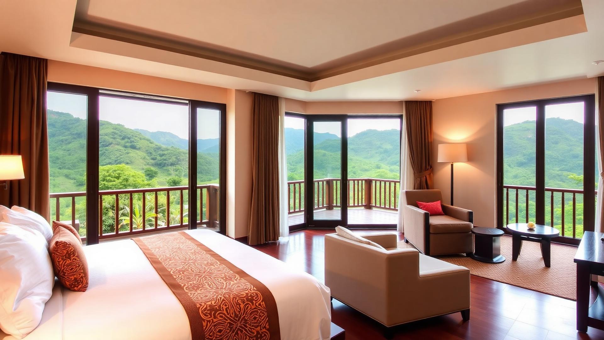 Partner hotel room with a balcony overlooking the hills